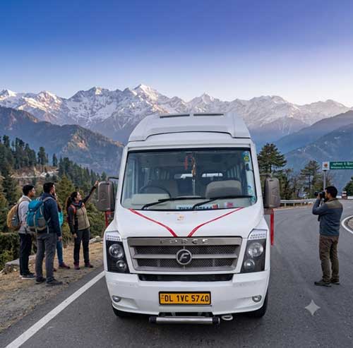Happy family in front of Urbania Van In Himachal