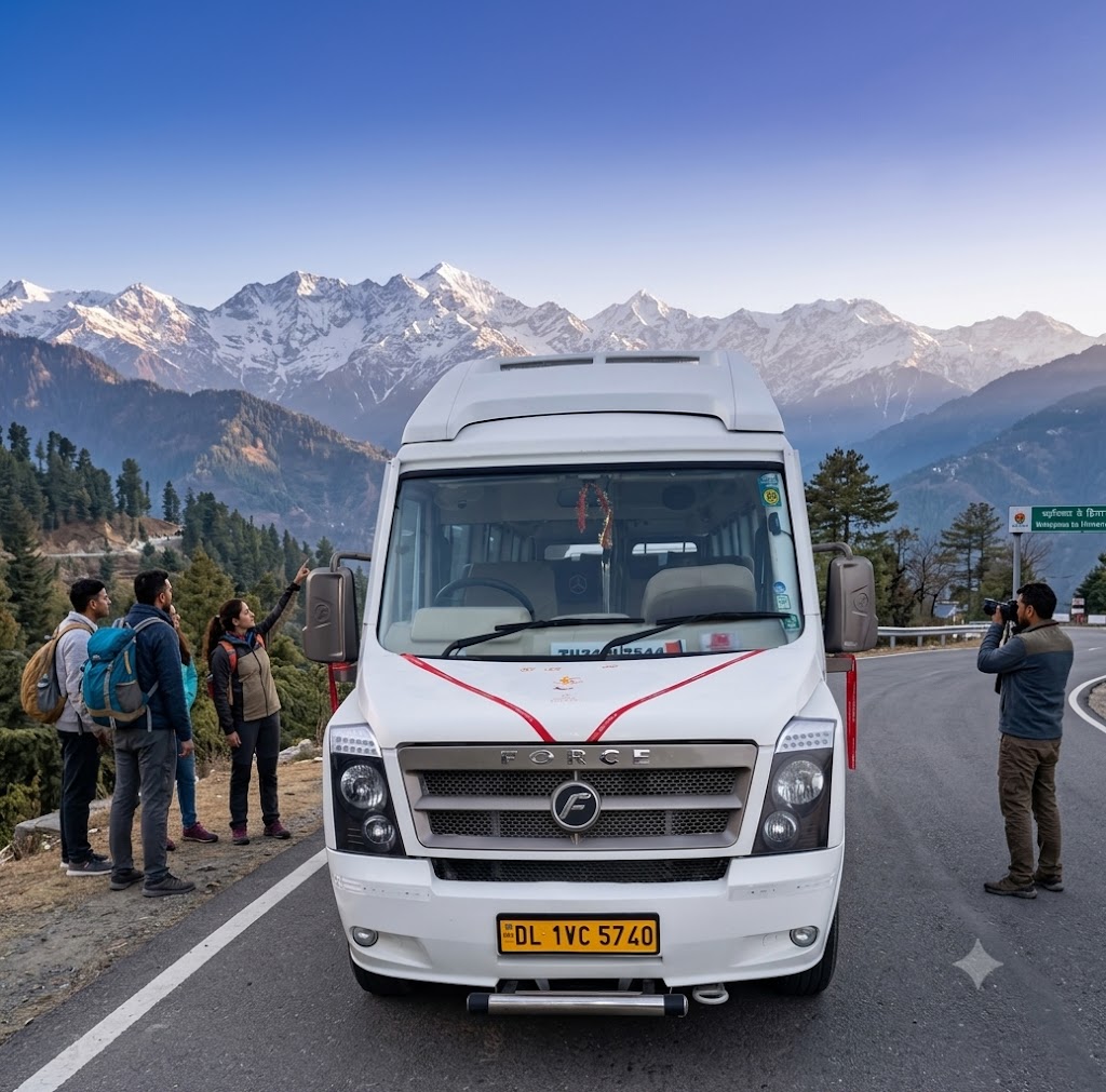 Happy family in front of Urbania Van In Himachal